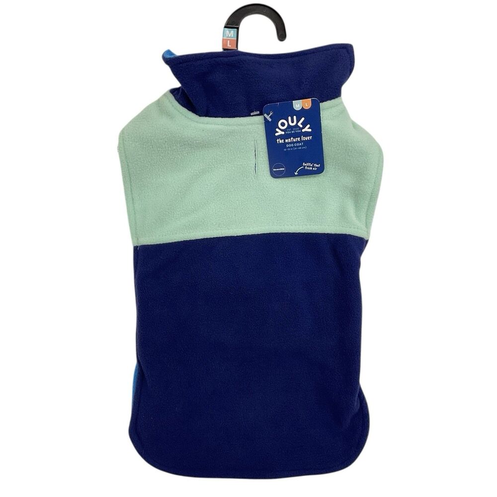 Youly Size M/L‎ (16”-19”) Dog Reversible Fleece Warm Color-block Coat Jacket NWT